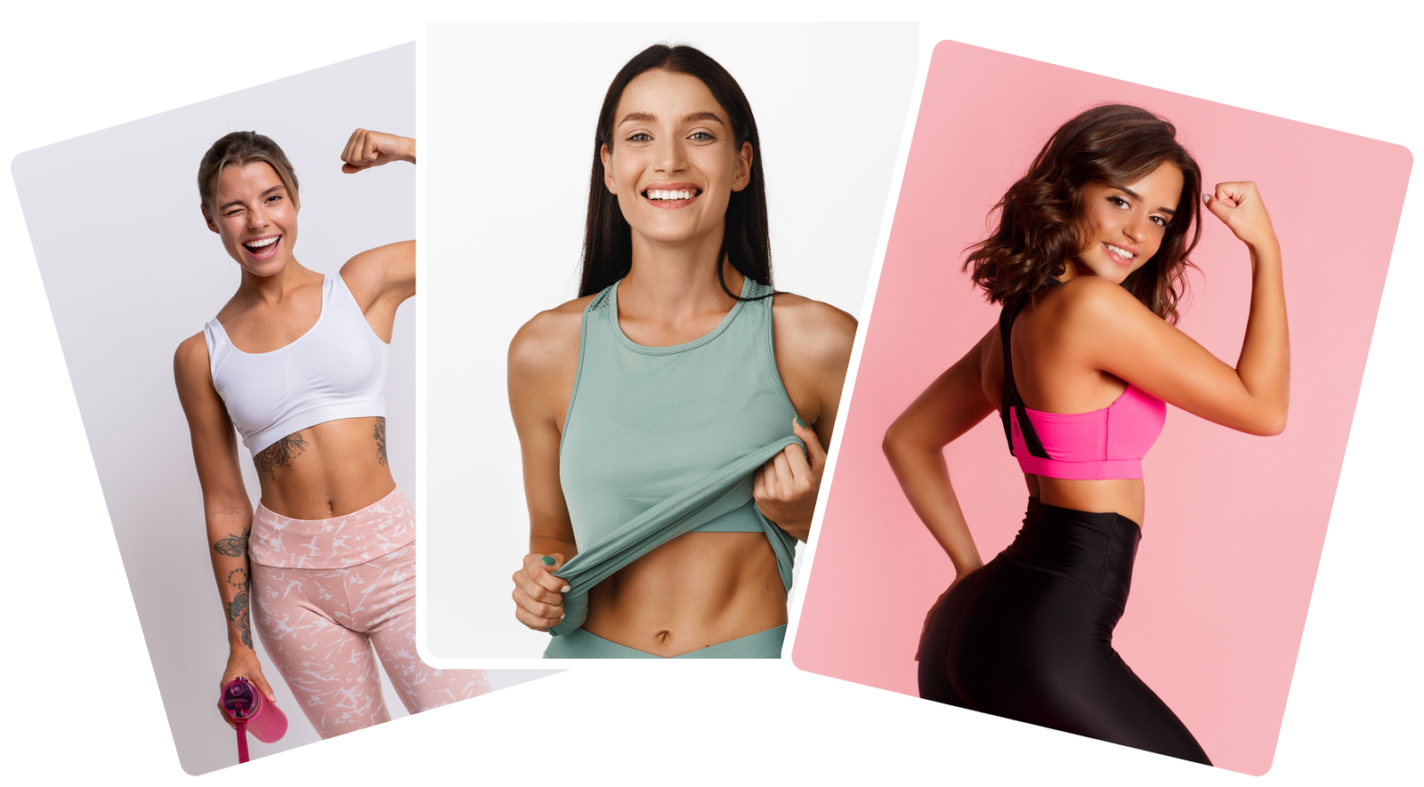 Collage de mujeres saludables y felices